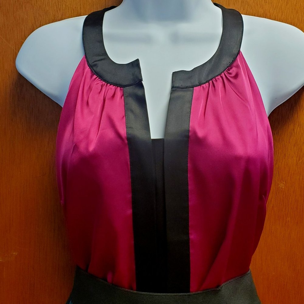 TAHARI Fuchsia Colorblock Sleeveless Top XS (NWOT)